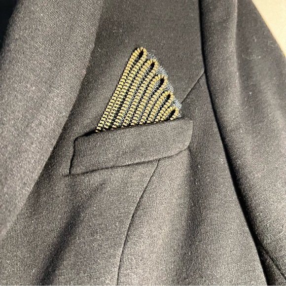 Rare Chic-Land Medium Professional Black 2 Button Blazer Zipper Pocket Square - Picture 12 of 12